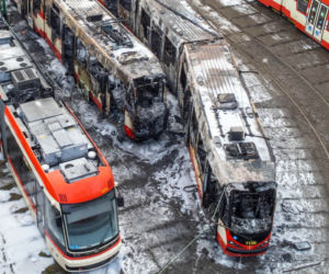Pożar w zajezdni tramwajowej w Nowym Porcie