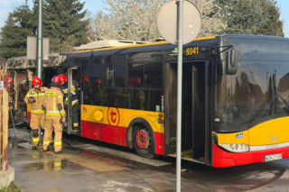 Pożar autobusu Miejskiego na Wawrze
