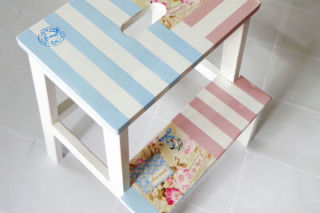 Taboret ze schodkiem IKEA w wersji decoupage: ZRÓB TO SAM