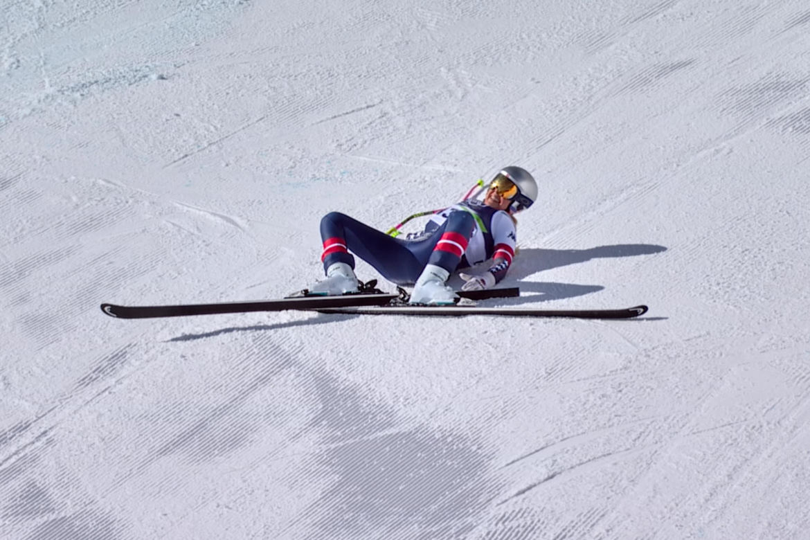 Lindsey Vonn po upadku na IO