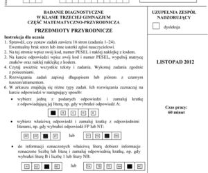 Próbny egzamin gimnazjalny - Przedmioty przyrodnicze