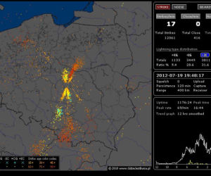 BURZE, TORNADA, GRAD 19.07.2012: NA ŻYWO - gdzie jest burza - MAPY, pogoda na 19.07.2012
