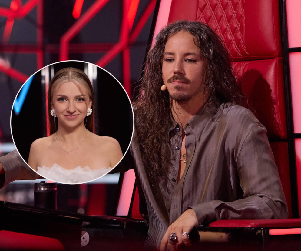 Michał Szpak na fotelu trenera The Voice of Poland. Na miniaturze Ewelina Bogucka. O jej powrocie przeczytasz na Eska.