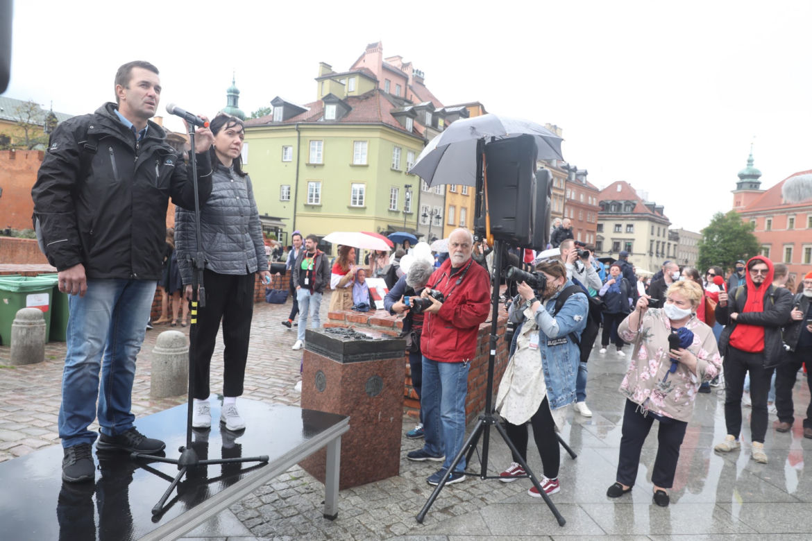 Manifestacja poparcia dla Białorusinów w Warszawie