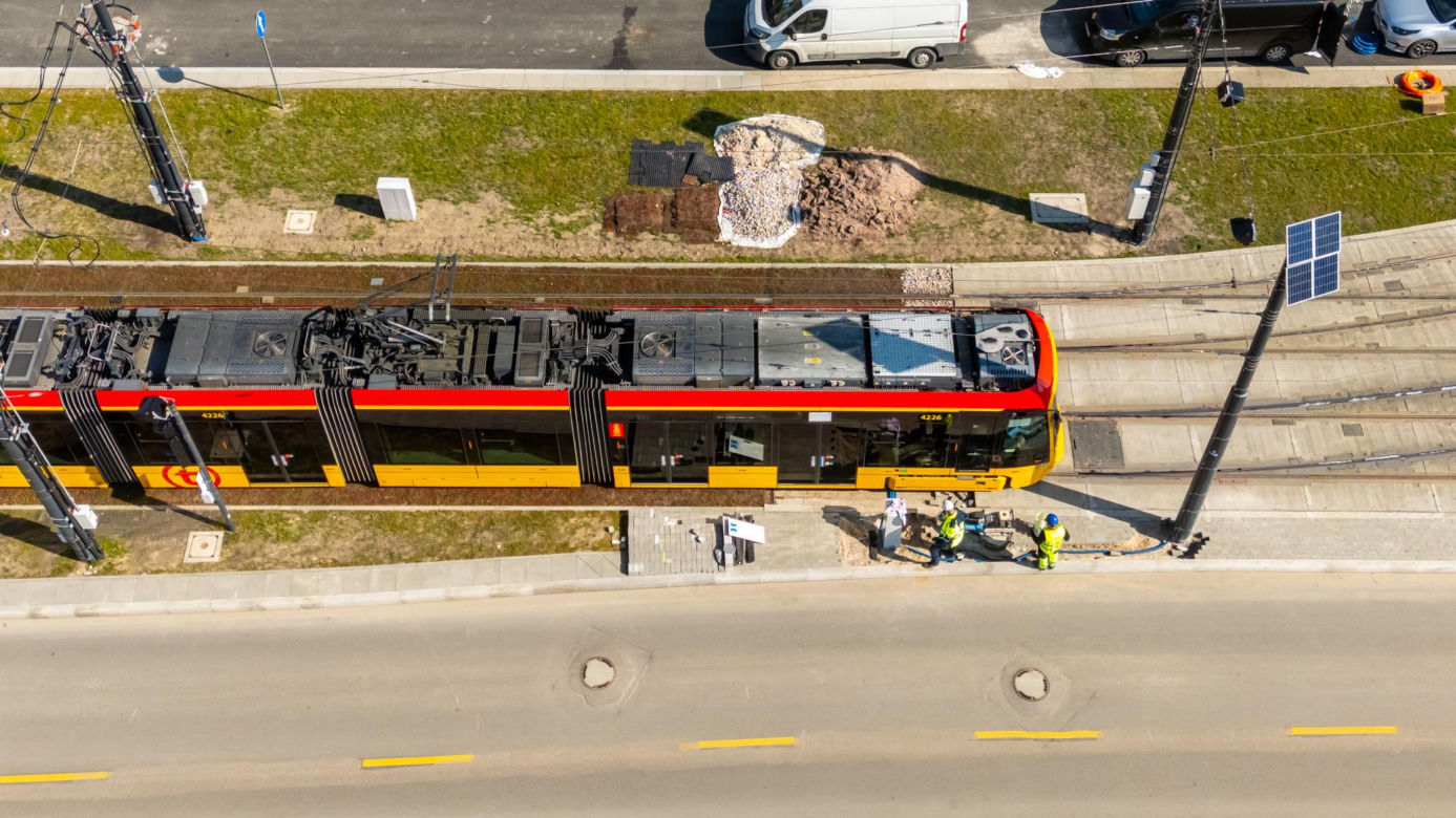 Tramwaj do Wilanowa blisko końca trasy