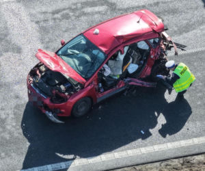 Groźny wypadek na S7. Sześć aut rozbitych, śmigłowiec LPR w akcji