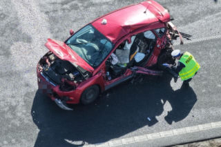 Groźny wypadek na S7. Sześć aut rozbitych, śmigłowiec LPR w akcji