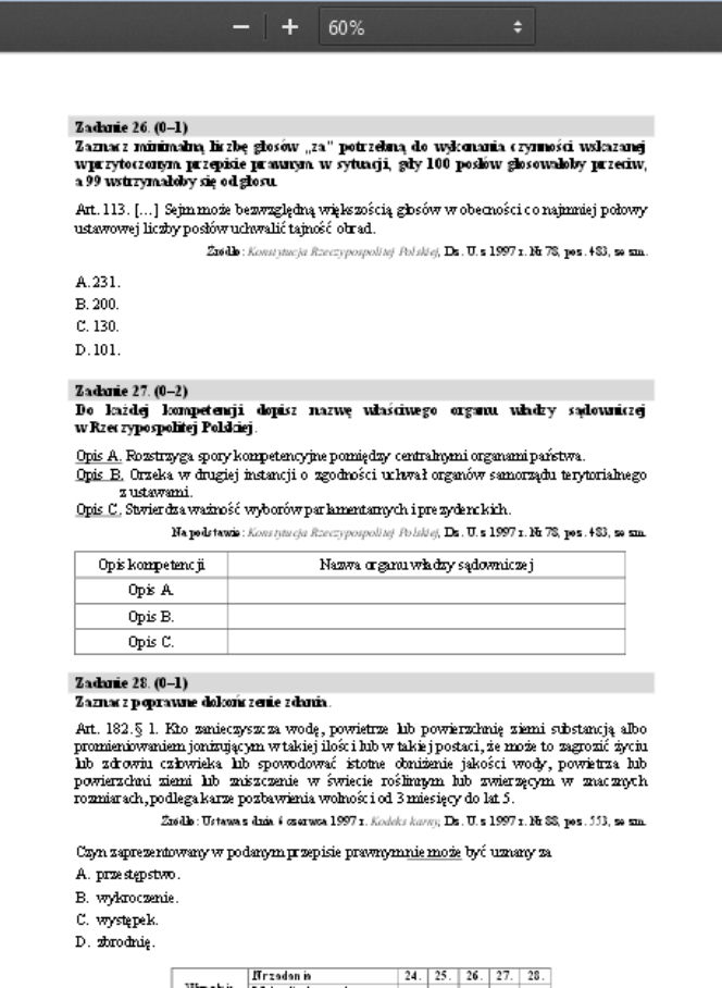 Matura rozszerzona WOS 10