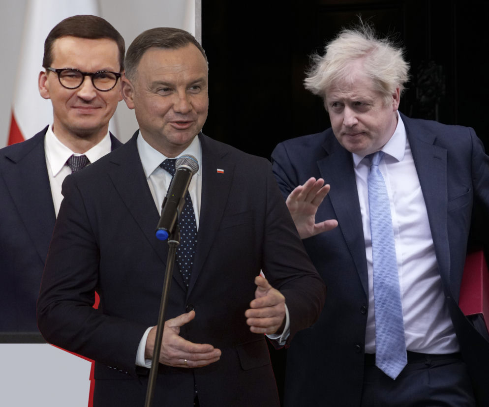 Mateusz Morawiecki, Andrzej Duda, Boris Johnson 