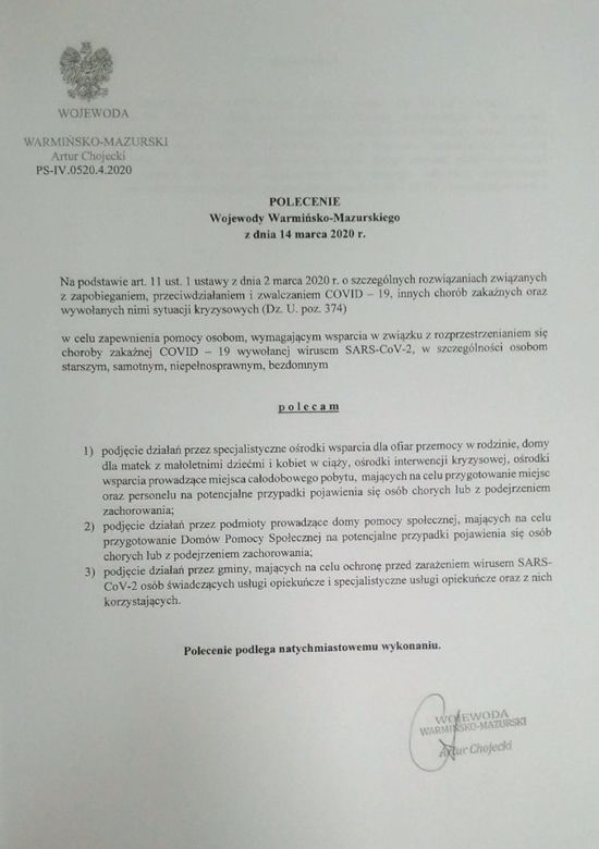 Olsztyn: Posiedzenie Zespołu Zarządzania Kryzysowego poświęcone wdrażaniu obostrzeń wynikających ze stanu zagrożenia epidemicznego