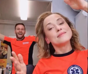 Wojciech Zygmunt i Anna Haba na planie Na sygnale