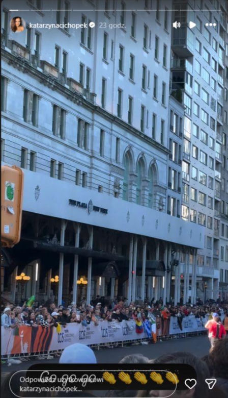 Katarzyna cichopek dopinguje męża na Maratonie Nowojorskim
