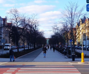 Zniszczony bruk na Al. Jana Pawła II w Sczecinie