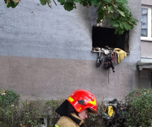 Pożar na ulicy Fabrycznej w Warszawie