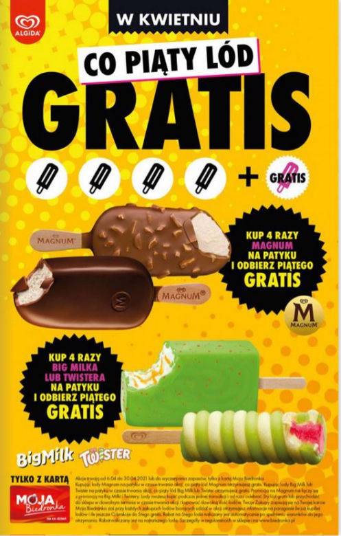 Lody na patyku  co piąty gratis