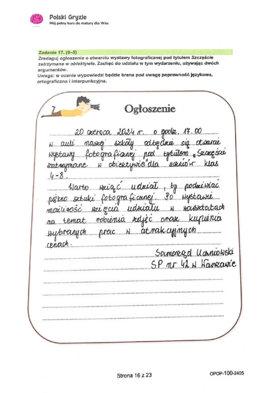 Egzamin Ósmoklasisty 2024 - język polski - ODPOWIEDZI, GOTOWE ROZWIĄZANIA