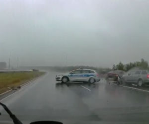 Staranował radiowóz na autostradzie A1