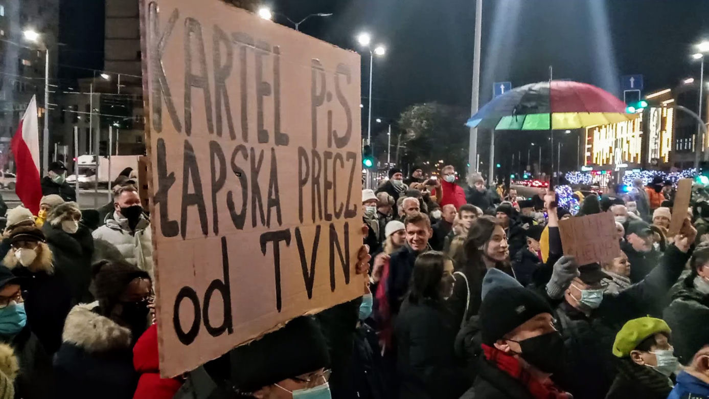 Protest "Wolne media" w Szczecinie