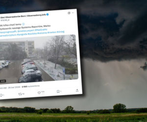 Śnieg i silny wiatr zaskoczyły Suwałki. Nagłe załamanie pogody!