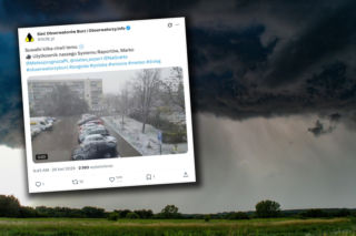 Śnieg i silny wiatr zaskoczyły Suwałki. Nagłe załamanie pogody!