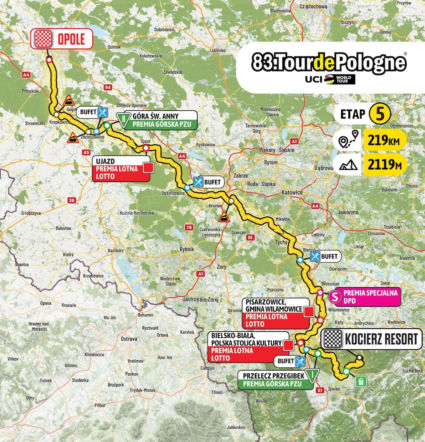 Tour de Pologne 2026 - 5. etap MAPA. Trasa etapu Opole - Kocierz Resort 7.08.2026