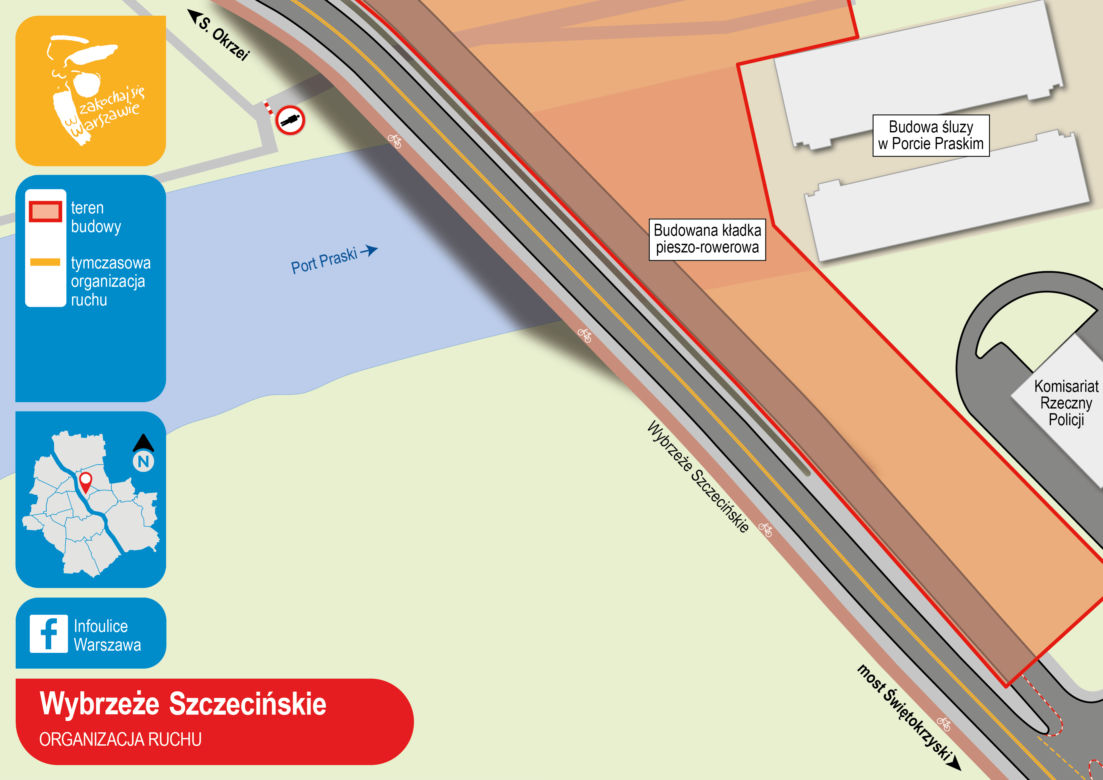 Rusza budowa kładki pieszo-rowerowej nad Portem Praskim. Będą utrudnienia w ruchu!