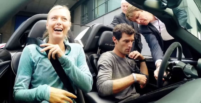 Maria Szarapowa i Mark Webber w Porsche 918 Spyder