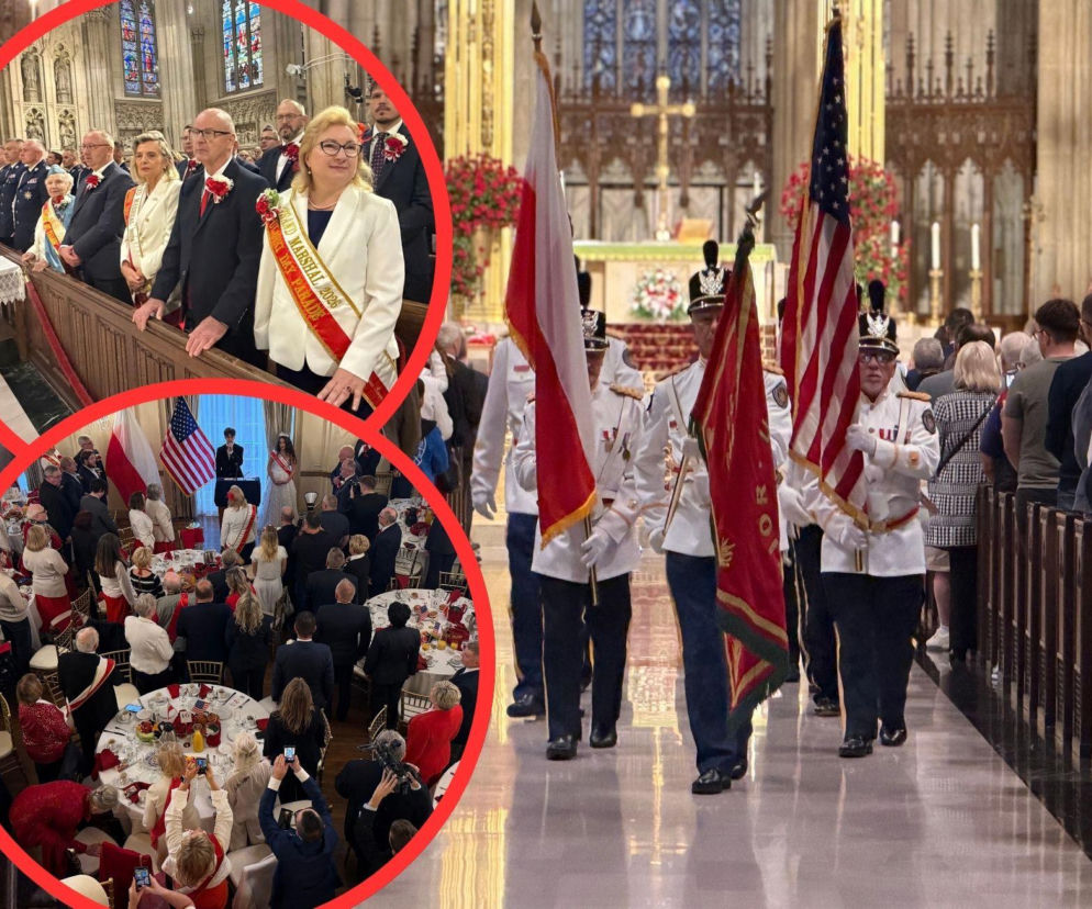 Poczet sztandarowy w katedrze. Obok Iwona Korga i śniadanie Polonii. O Paradzie Pułaskiego przeczytasz na SE USA.