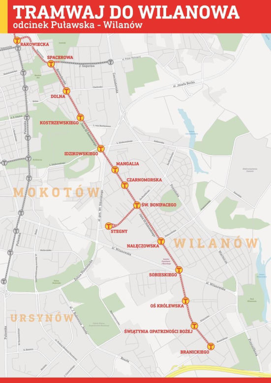 Tramwaj na Stegny – mapa