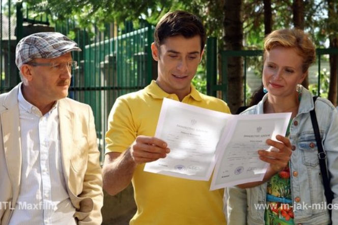 M jak miłość odc. 1028. Jerzy Kolęda (Artur Barciś), Marek Mostowiak (Kacper Kuszewski), Ewa (Dominika Kluźniak)