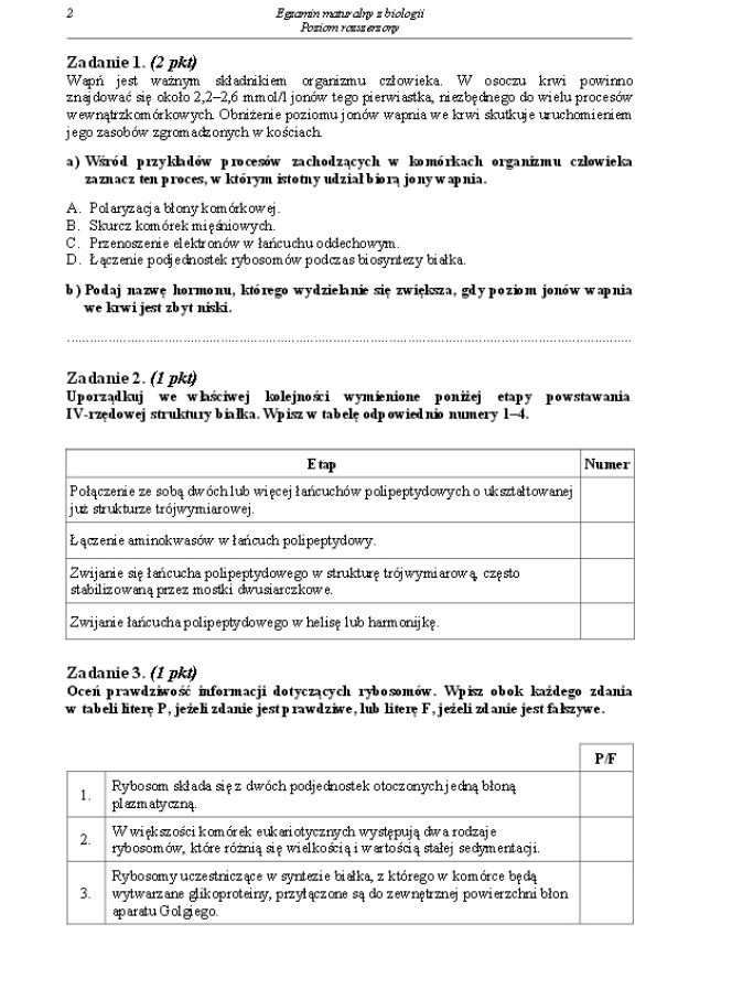 Arkusz biologia rozszerzony matura 2014