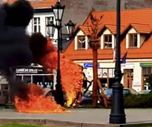 Młody mężczyzna płonął jak pochodnia na środku rynku. Horror w Strzelnie!