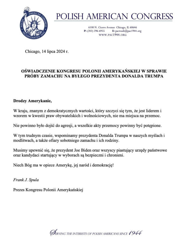 Amerykańska Polonia modli się za Donalda Trumpa