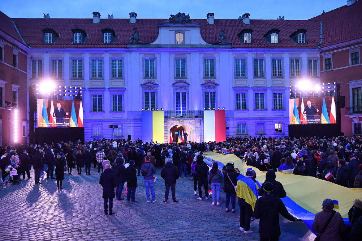 Wystąpienie Wołodymyra Zełenskiego na Zamku Królewskim w Warszawie