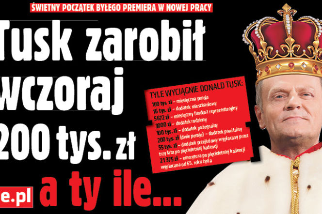 Tusk zarobił wczoraj 200 tys. zł.!