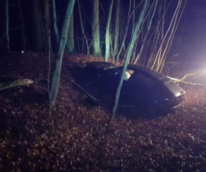 Kierowca z drogi i wjechał do rowu. Potrzebna była interwencja straży pożarnej