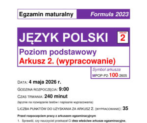 Matura 2026 z języka polskiego: arkusze CKE, poziom podstawowy [Formuła 2023] 04.05.2026