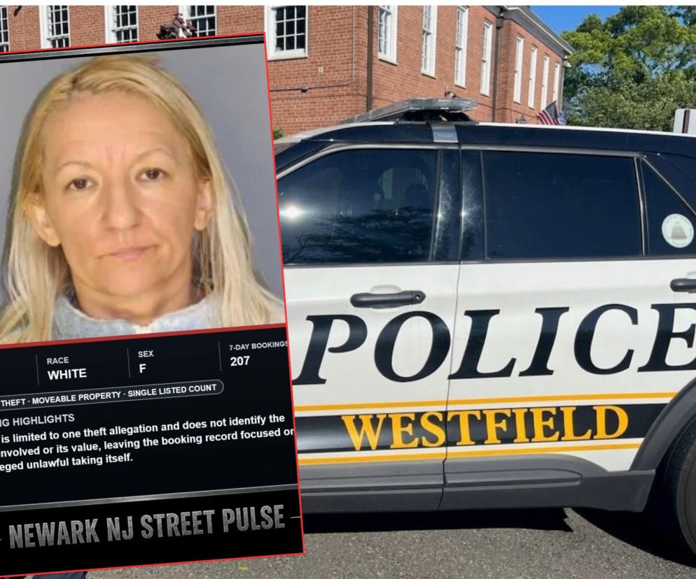 Radiowóz policji z Westfield. Na miniaturze obok zdjęcie z kartoteki Beaty B. O aresztowaniu Polki pisze SE USA.