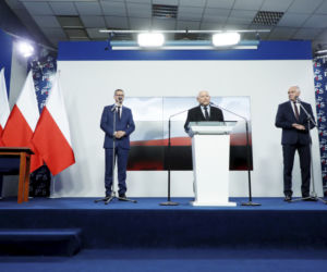 Premier Mateusz Morawiecki, Jarosław Kaczyński, Jarosław Gowin, Zbigniew Ziobro