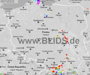 Burze w Polsce 6.07.2012 - MAPKA z godz. 12.45-14.45