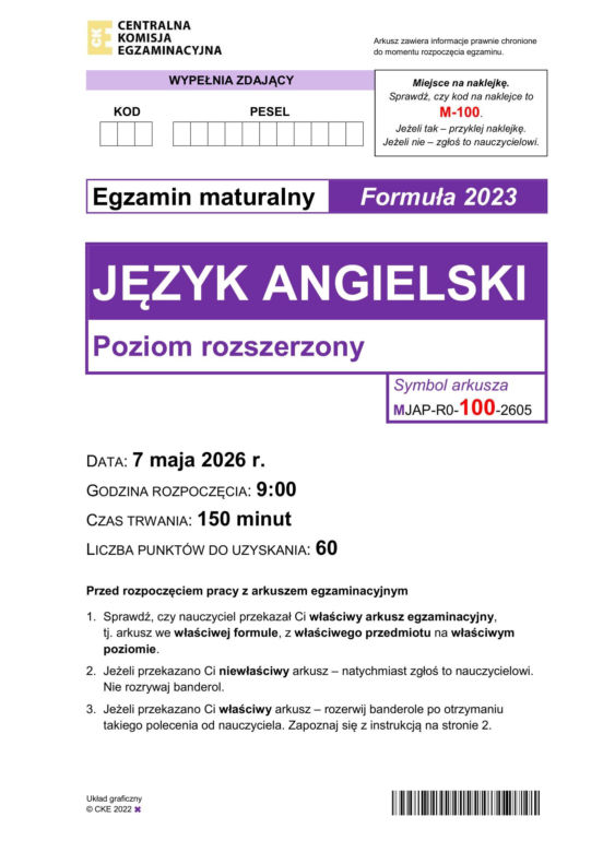 Matura 2026 z angielskiego ROZSZERZONEGO: odpowiedzi do wszystkich zadań z arkusza CKE 7.05.2026