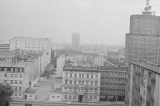 Łódź. Widok z hotelu Centrum na Centralę Tekstylną