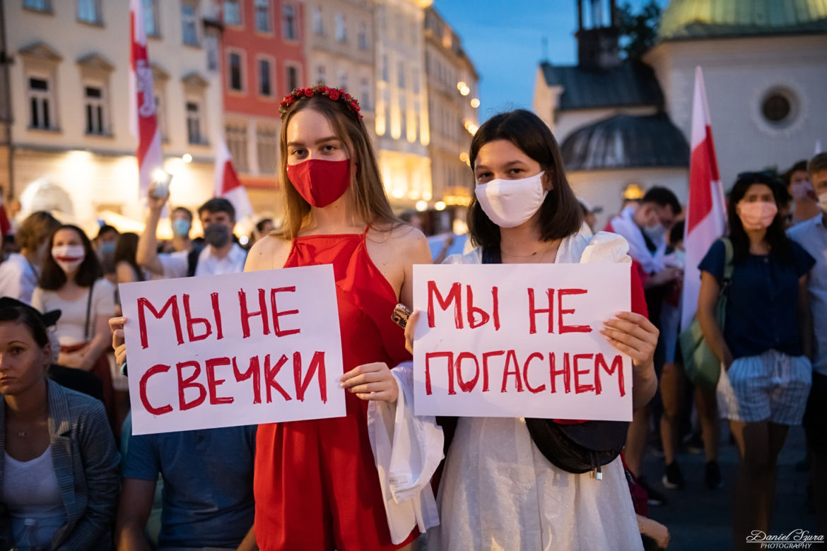 Marsz solidarności z Białorusinami w Krakowie