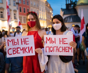 Marsz solidarności z Białorusinami w Krakowie