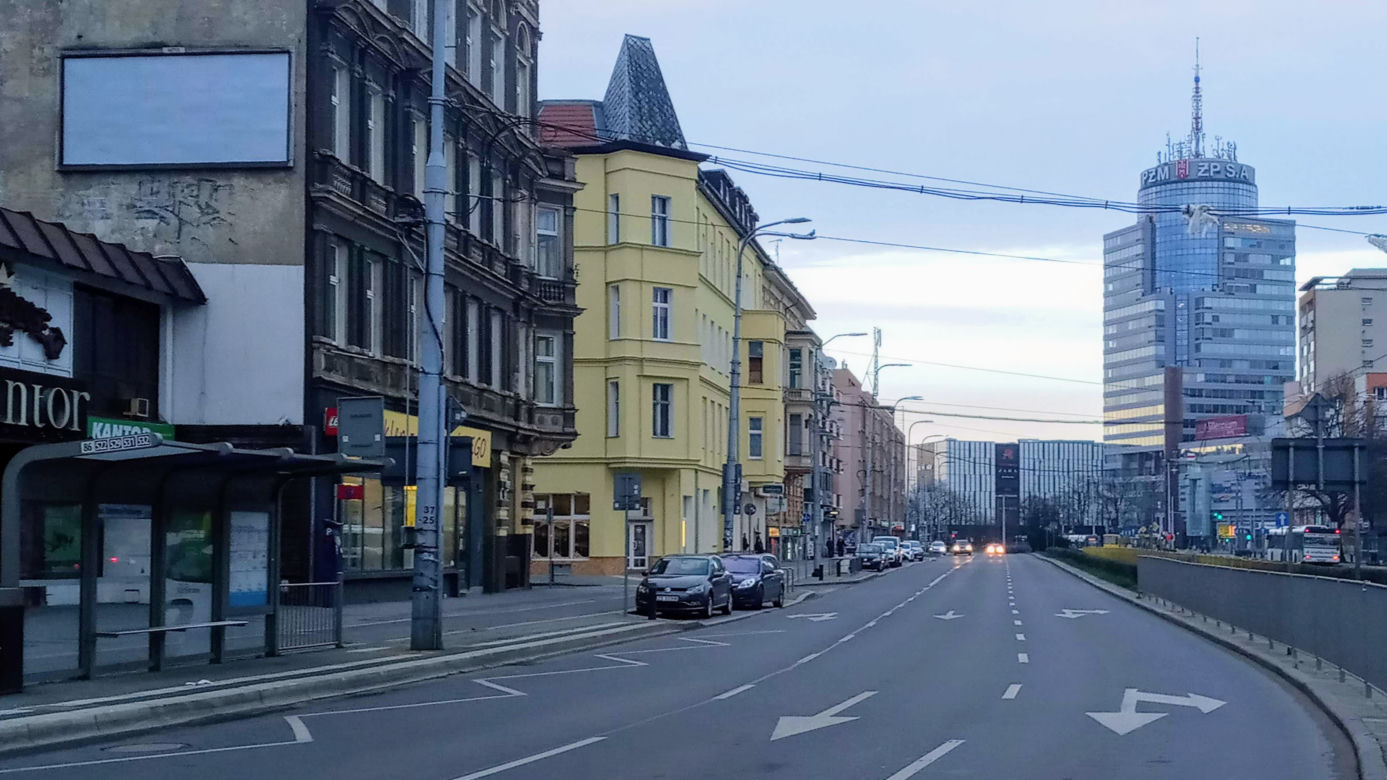 Puste ulice w Szczecinie