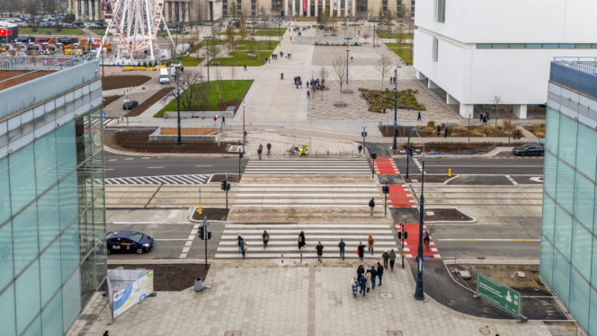 Nowe Centrum Warszawy zimą