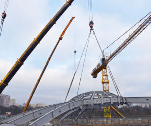 Budowa Fabryki wody - grudzień 2020. Montaż świetlika
