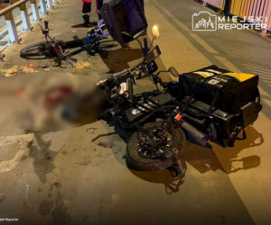 Rowerami dostarczali jedzenie, zderzyli się na wiadukcie. Polała się krew, jeden z nich stracił zęby!