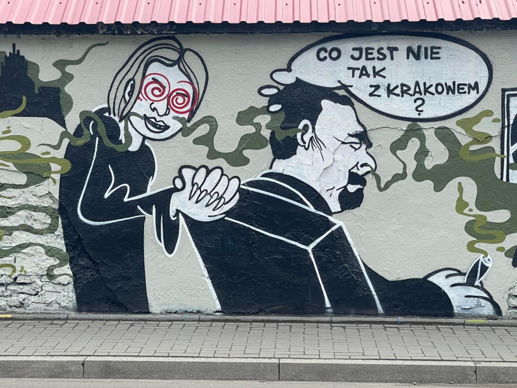 Autor muralu pyta "Co jest nie tak z Krakowem?" Prezydent Majchrowski odpowiada