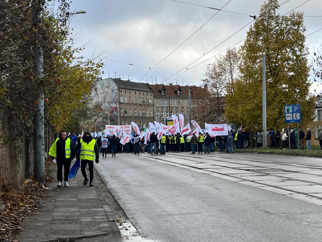 Protest związkowców w Szczecinie